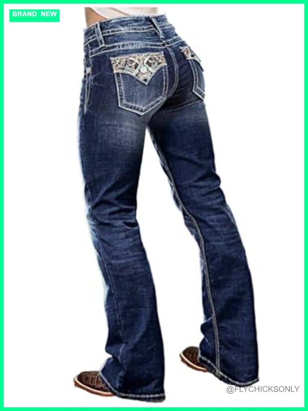 Womens Mid Rise Bootcut Stretchy Jeans Butt Lifting